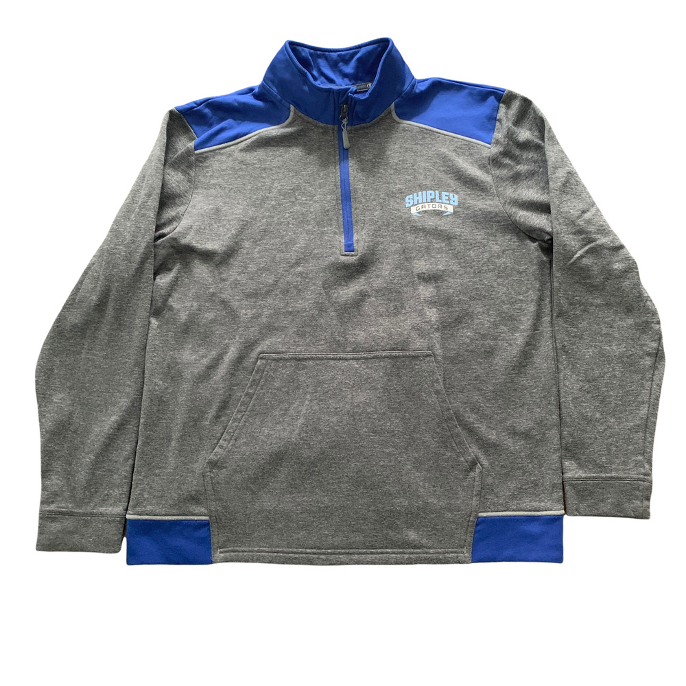 Champion Shipley Gators Mens Fleece Sweatshirt Large Gray Blue 1/4 Zip Pullover
